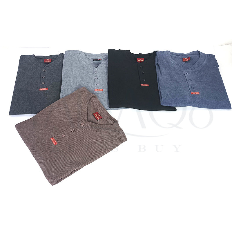 Unisex Long Sleeves V-Neck Slim Fit Henley's T-Shirt - FKFTOP9039