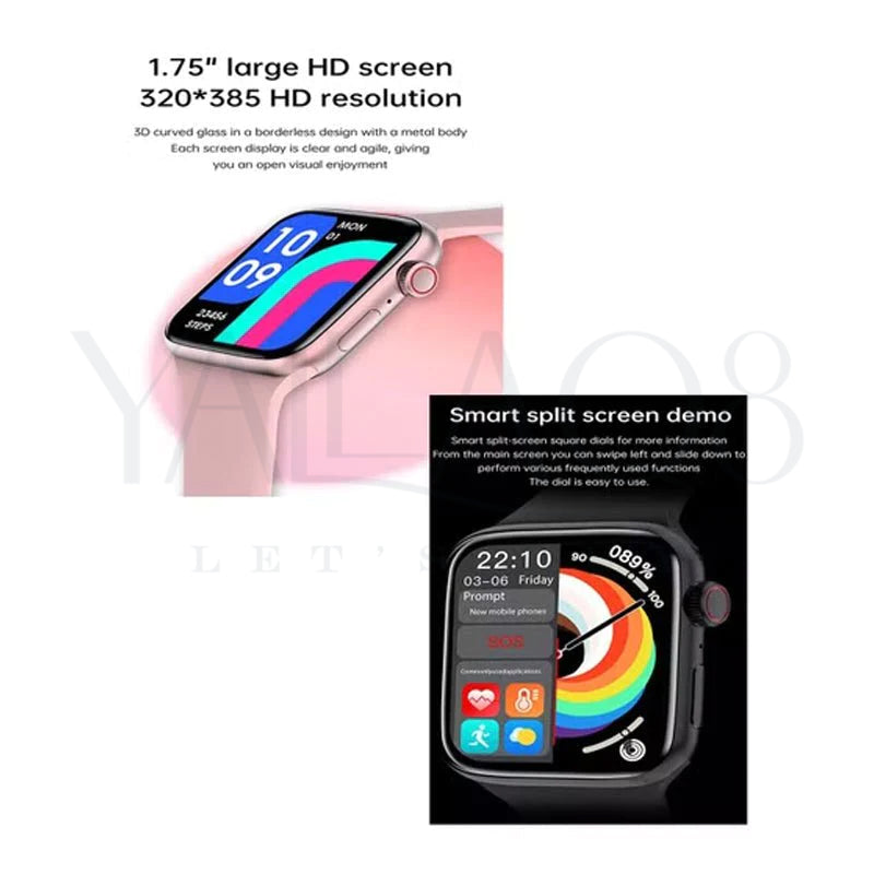 V52 Square SmartWatch - 1.75" TFT / Bluetooth 5.2 / Pink - V52QSW-PNK
