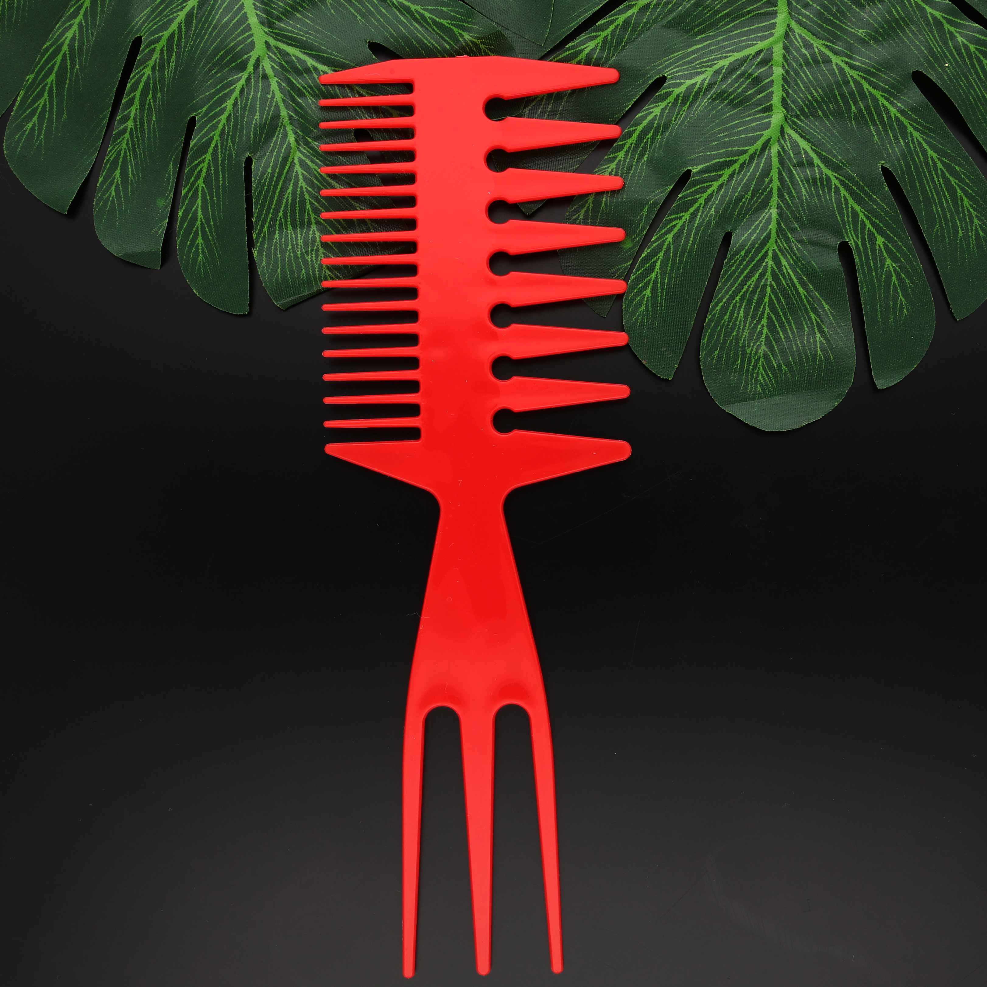 Professional Wide Teeth Hairdressing Styling Comb - Red