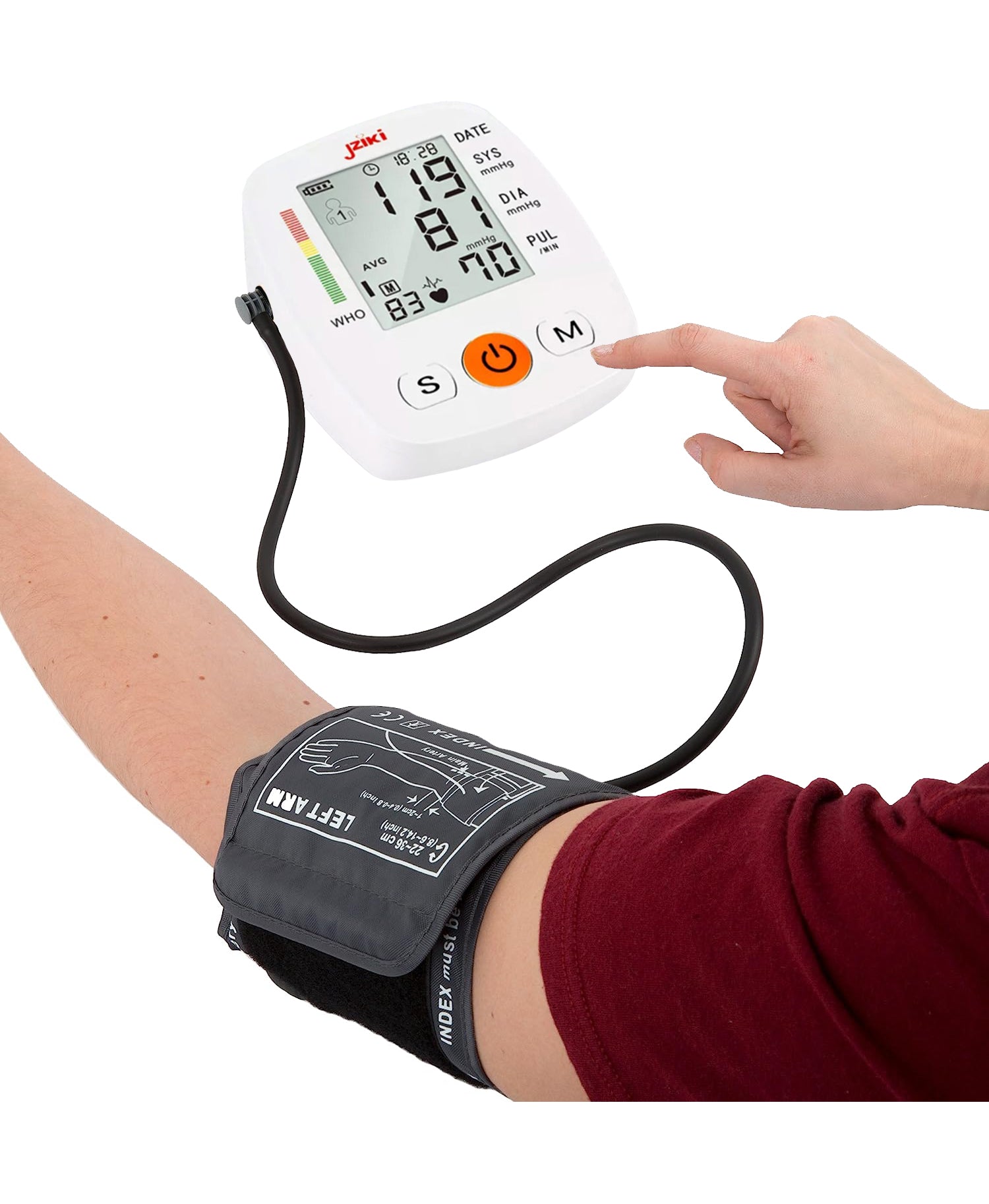 Digital Blood Pressure Monitor Portable And Arm Band - White