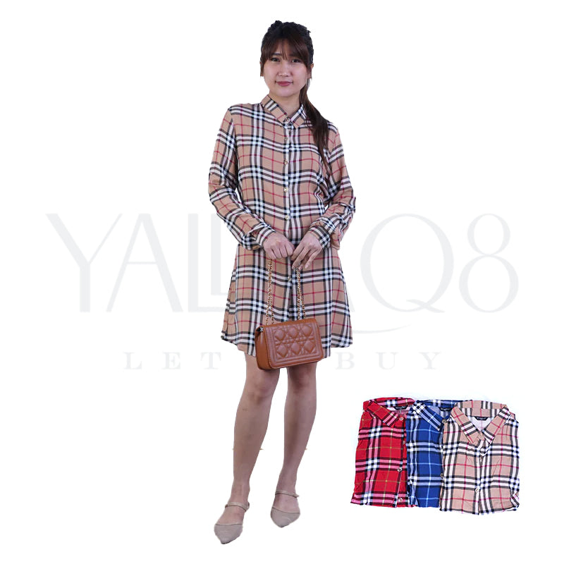 Women's Casual Checkered Dress - FKFDRS2369