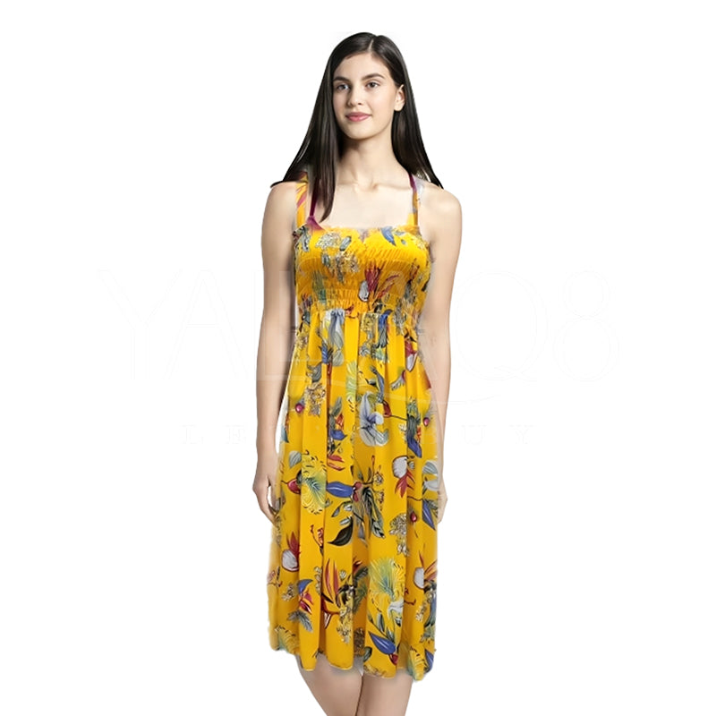 Women's Floral Printed Sleeveless Dress - FKFDRS2375