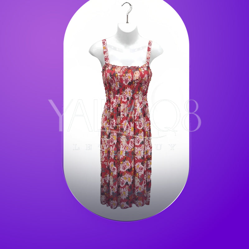 Women's Floral Printed Sleeveless Dress - FKFDRS2375