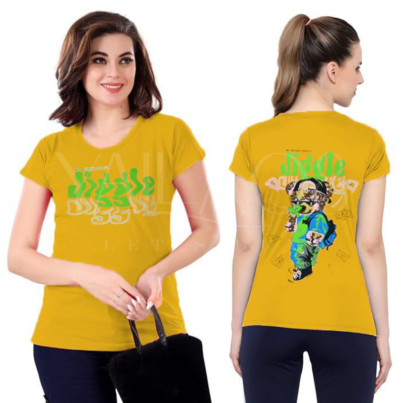 Women's Jiggle Letter And Cartoon Printed T-Shirt  - FKFTOP8921