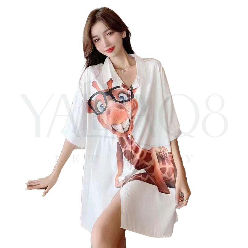 Women's Printed Stylish Long Shirt - FKFTOP8962