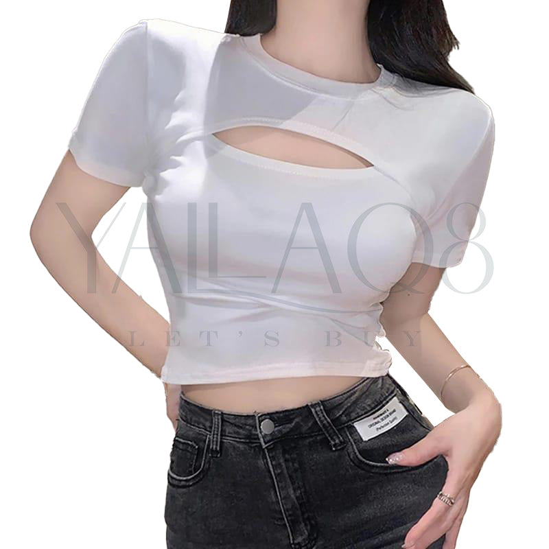 Women's Fitted Cut Out Crop Top - FKFTOP8982