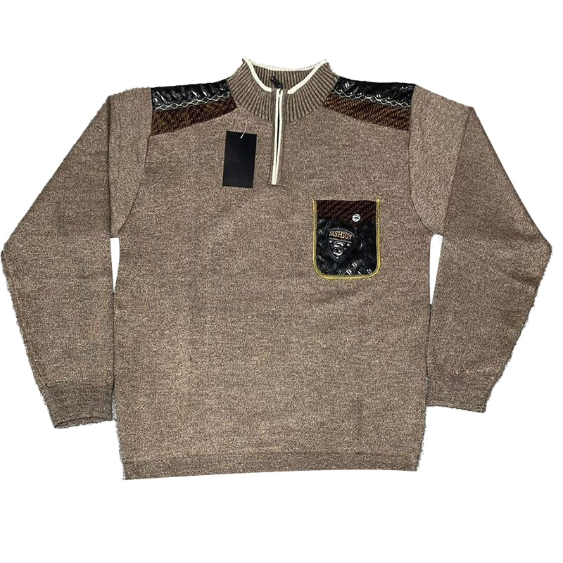 Men's Half Zipper Slightly Stretch Winter Sweater - FKFTOP9078