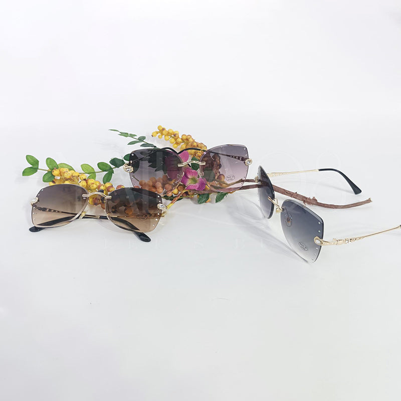 Unisex Retro Square Rimless Frame Sunglasses  - FKFWGLS8774
