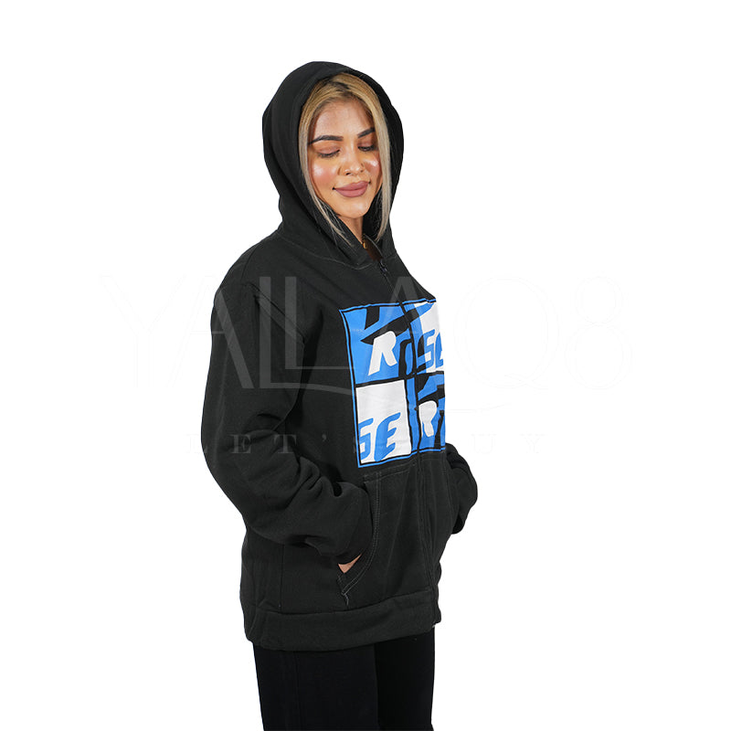 Unisex Printed Front Open Hooded Jacket - FKFWJKT8864