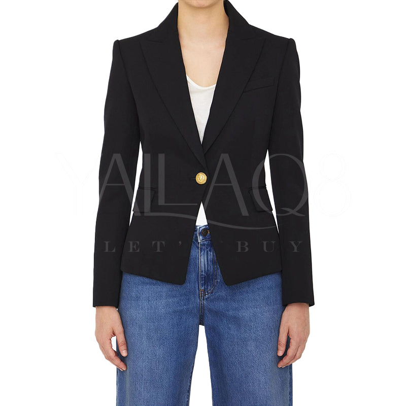 Women's Black Color Single Button Stylish Blazer - FKFWJKT8974