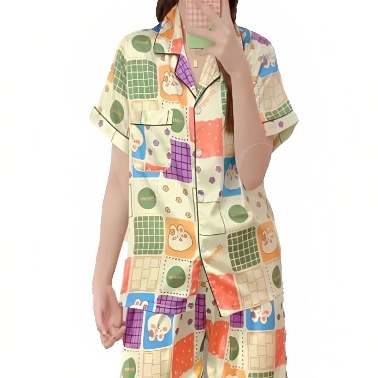 Women's Floral Silk Satin Pyjama Set - FKFWPJS8830