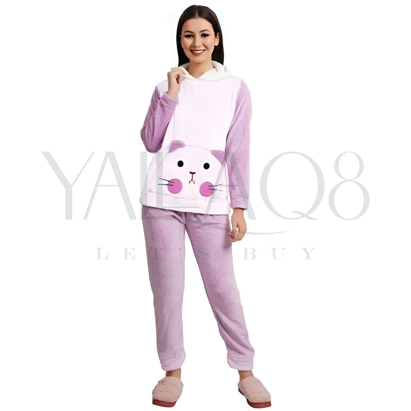 Women's Printed Thick And Warm Pyjama Set - FKFWPJS8980