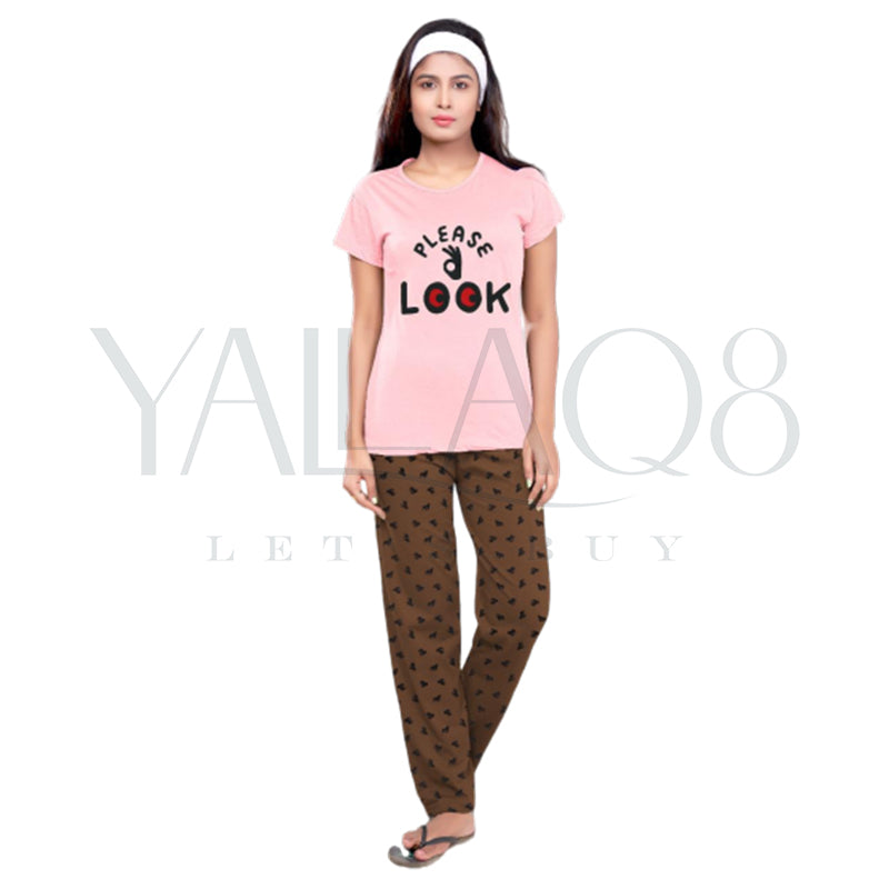 Women's Round-Neck Dotted Printed Pyjama Set - FKFWPJS8983