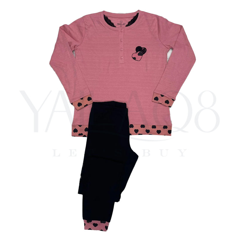 Women's V-Neck Autumn Winter Pyjama Set - FKFWPJS8990