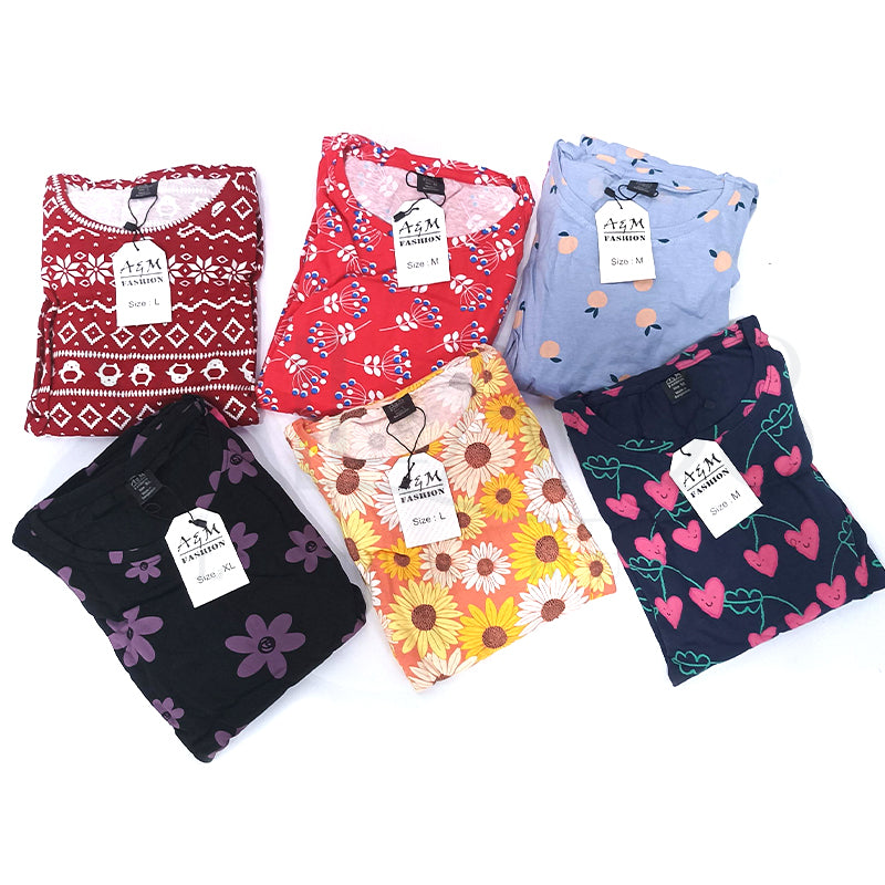 Women's Printed Cotton Rich Floral Pyjama Set - FKFWPJS9017
