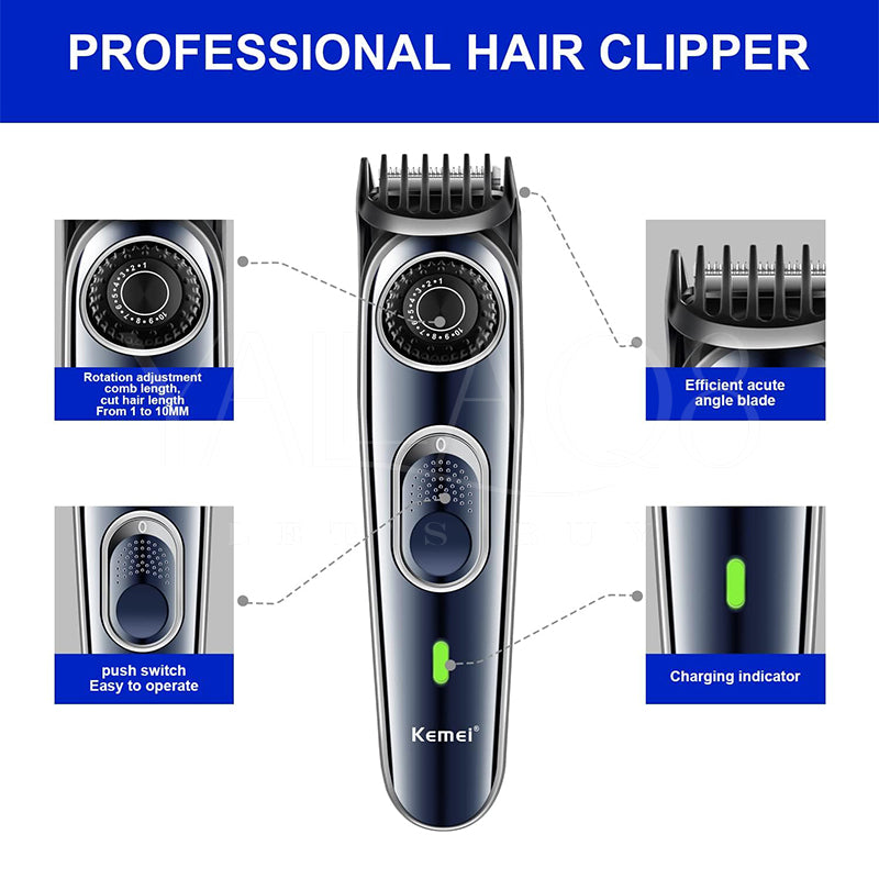 Professional MAQ53-2347 Rechargeable Wireless Hair Clipper - Blue
