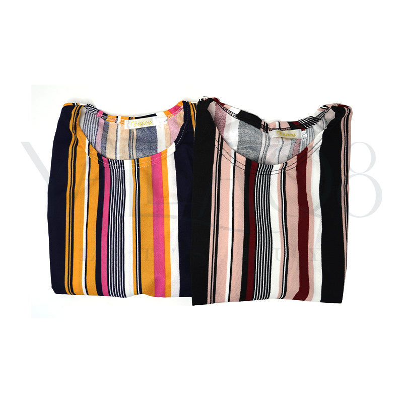 Women's Multicolor Stripe Design Dress - FKFDRS8656