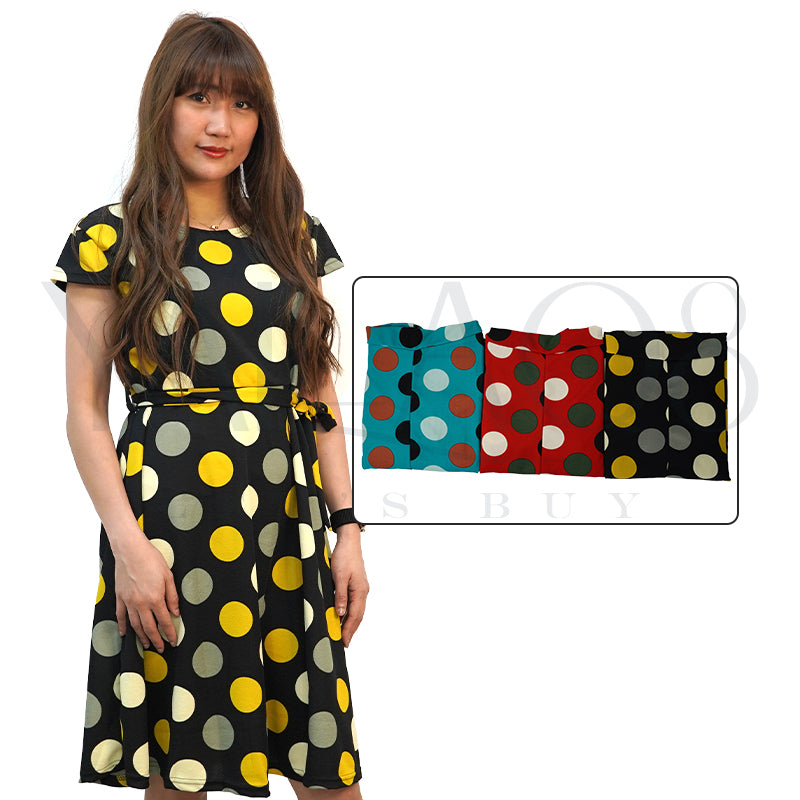 Women's Multicolor Dotted Design Dress - FKFDRS8660