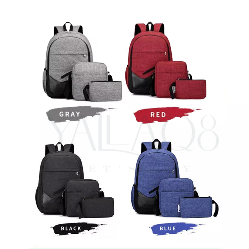 Unisex Classy Backpack 3 Pc Set - FKFHB3264