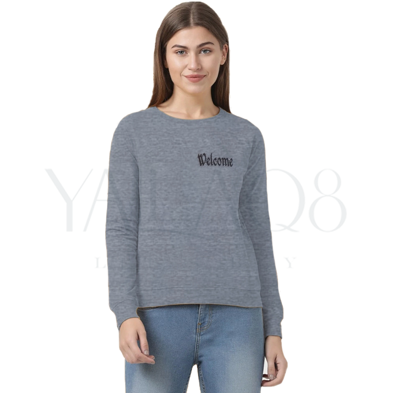 Women Solid Color Round Neck Sweatshirt - FKFTOP2306